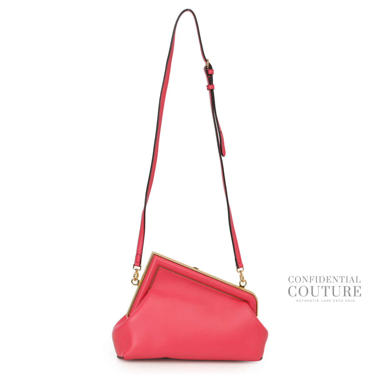 First Medium Bright Pink Leather Shoulder Bag