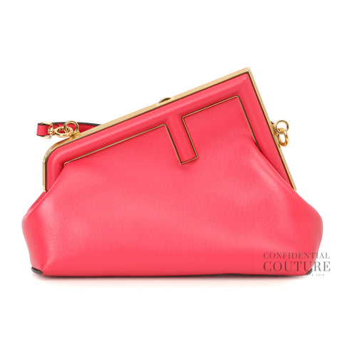 First Medium Bright Pink Leather Shoulder Bag