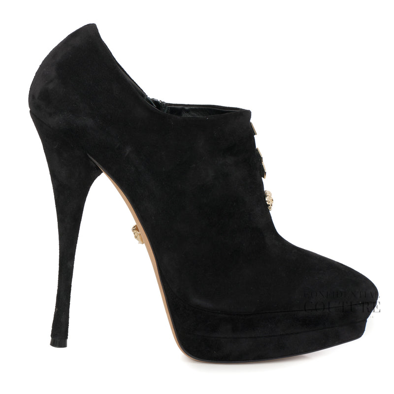 Black Suede Pointed-Toe Platform Boot Size 39.5