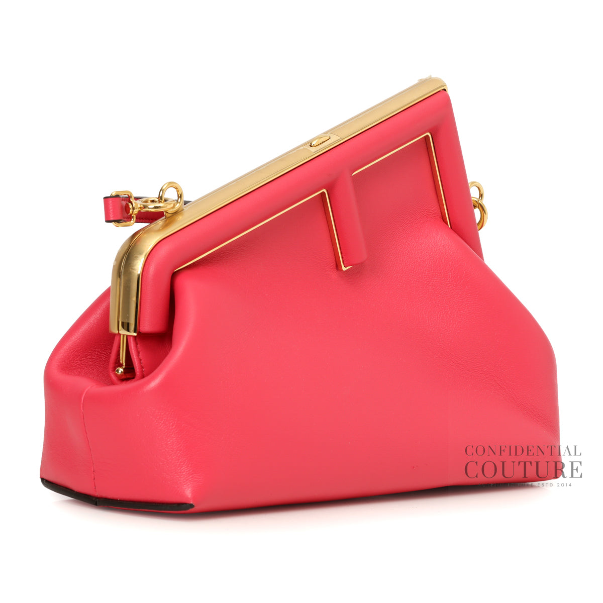 First Medium Bright Pink Leather Shoulder Bag