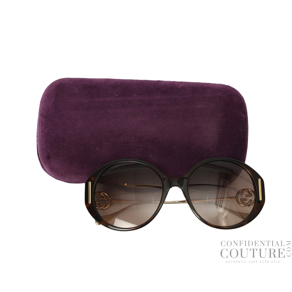 GG Intelocking Tortoise Shell Round Sunglasses For Women