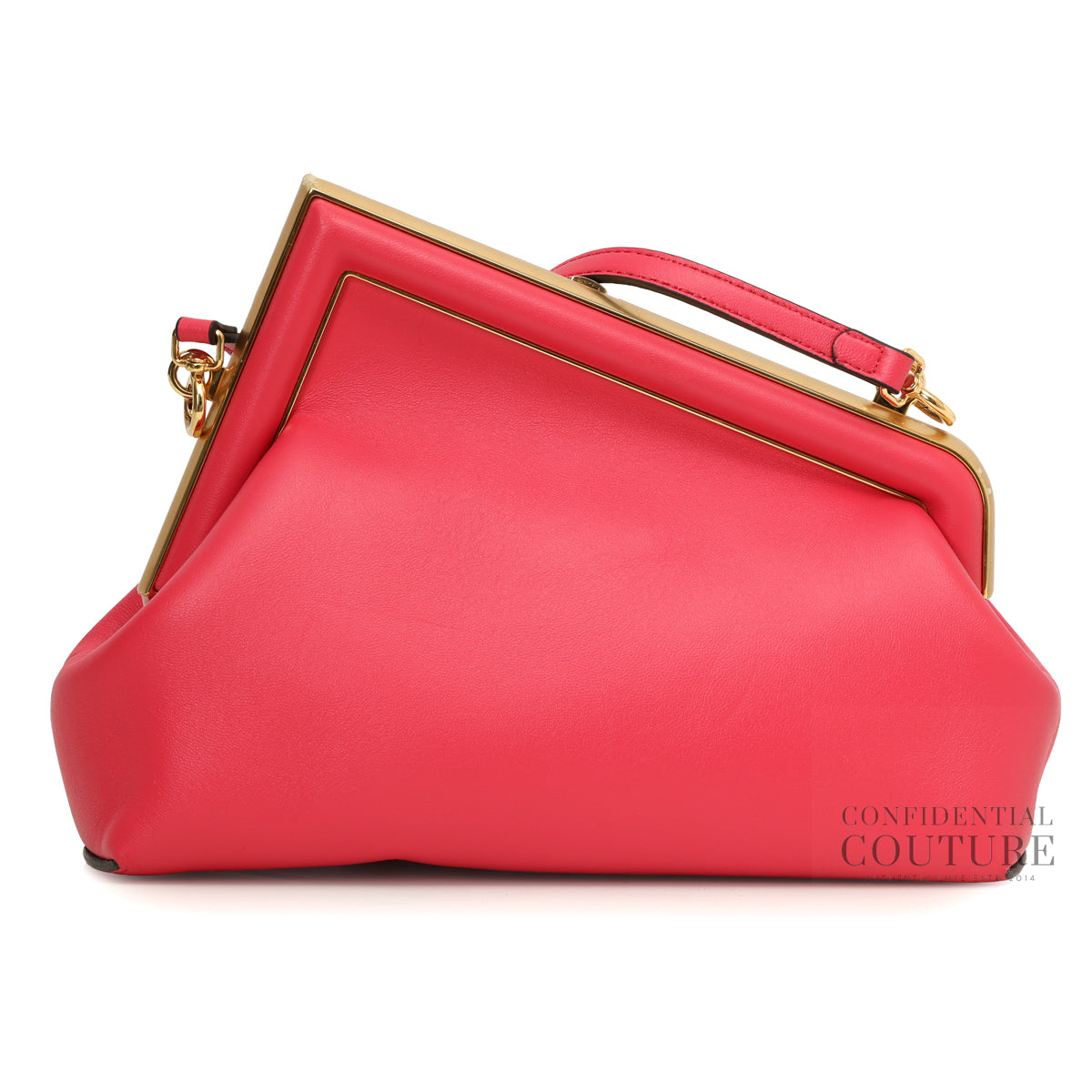 First Medium Bright Pink Leather Shoulder Bag