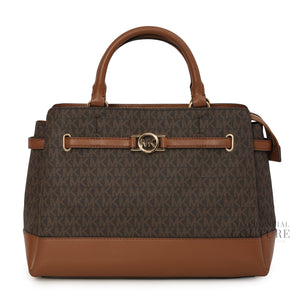 Brown Monogram Reed Large Signature Logo Satchel