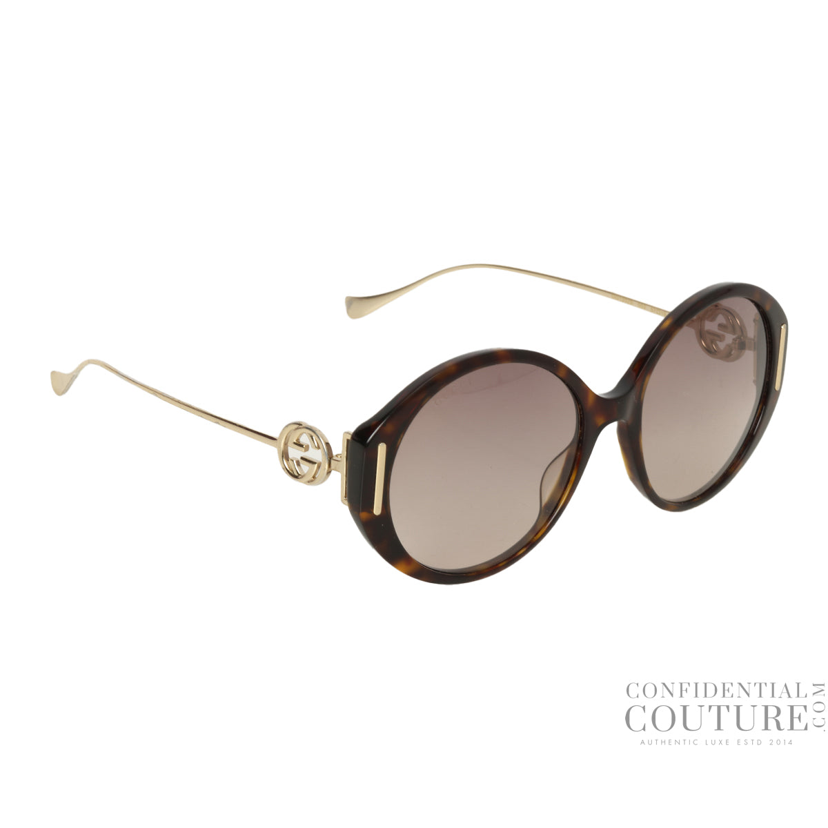 GG Intelocking Tortoise Shell Round Sunglasses For Women