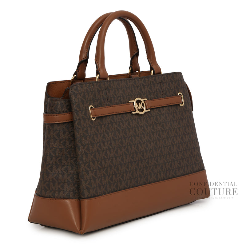 Brown Monogram Reed Large Signature Logo Satchel