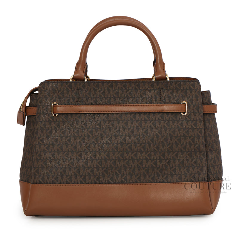Brown Monogram Reed Large Signature Logo Satchel