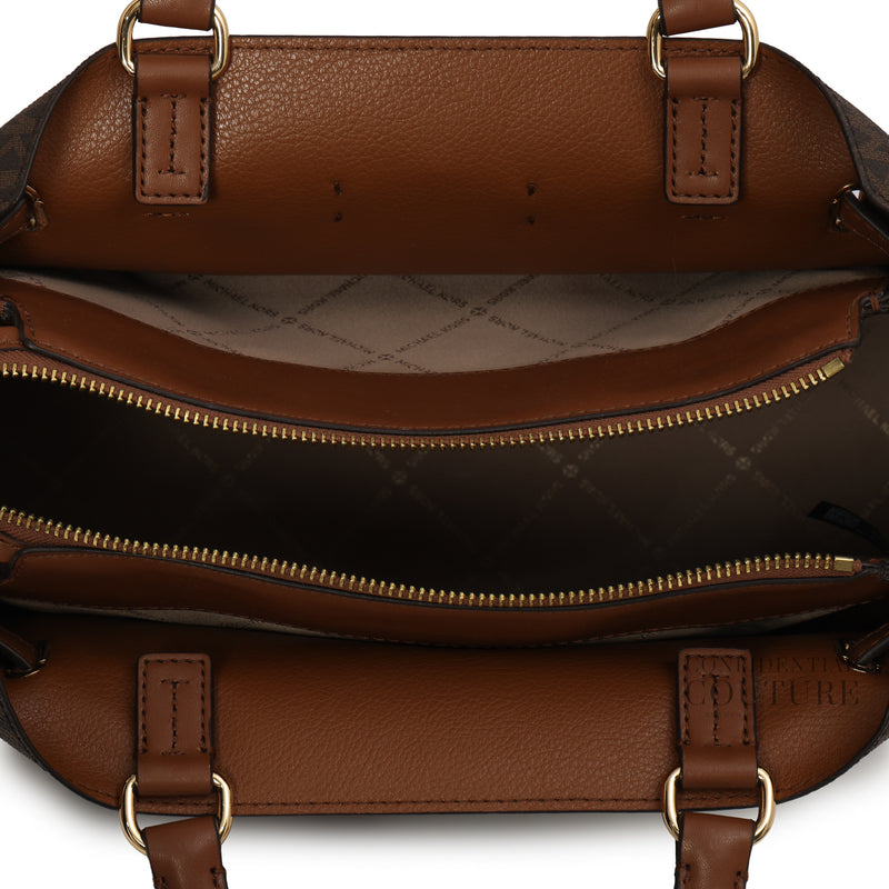 Brown Monogram Reed Large Signature Logo Satchel