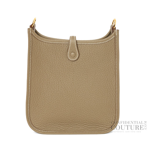 Evelyn 16 Amazone Taurillion Clemence Etoupe and Navy Crossbody Bag