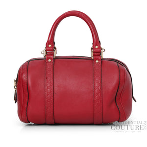 Red Leather Microguccisima Small Joy Boston Bag With Strap