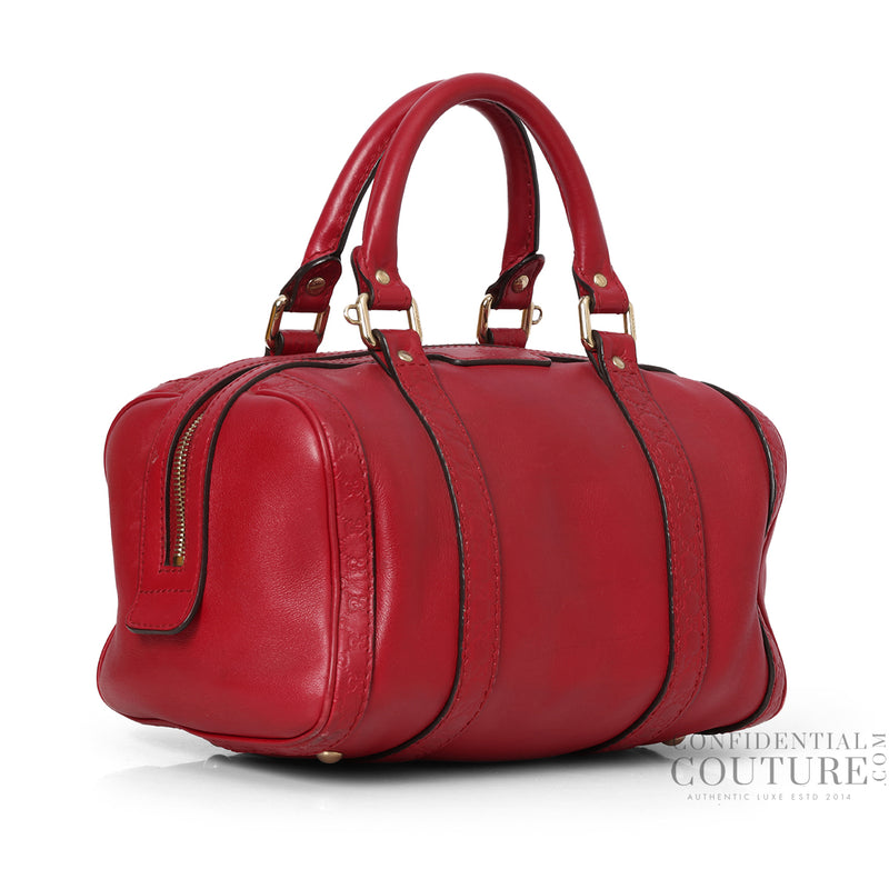 Women pre loved Gucci Red Leather Microguccisima Small Joy Boston Bag With Strap