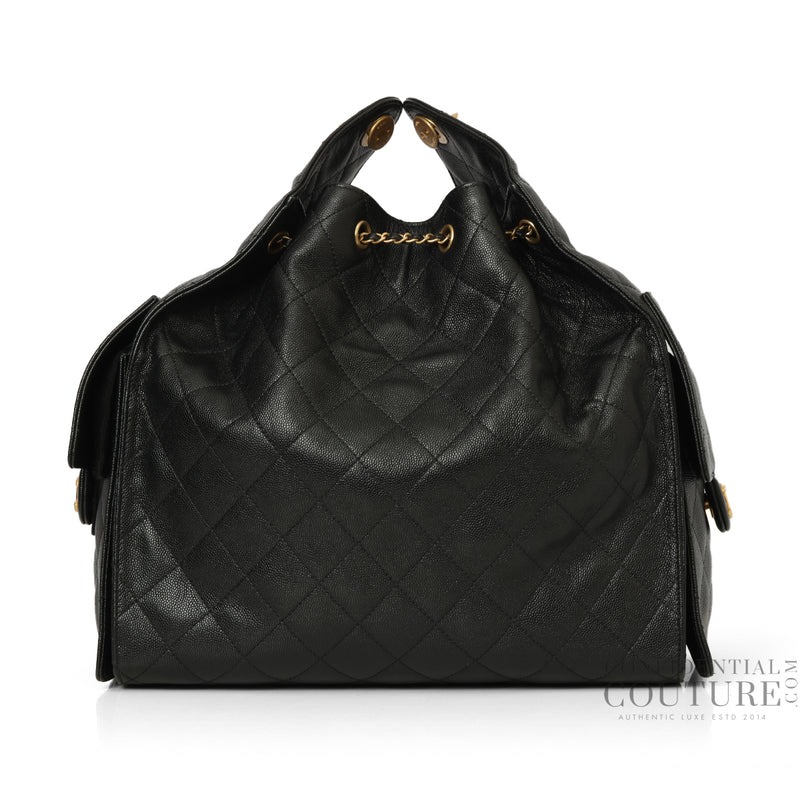 25 Black Medium Grained Calfskin Handbag