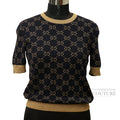 GG Lamé Top In Navy Blue & Gold Size | M