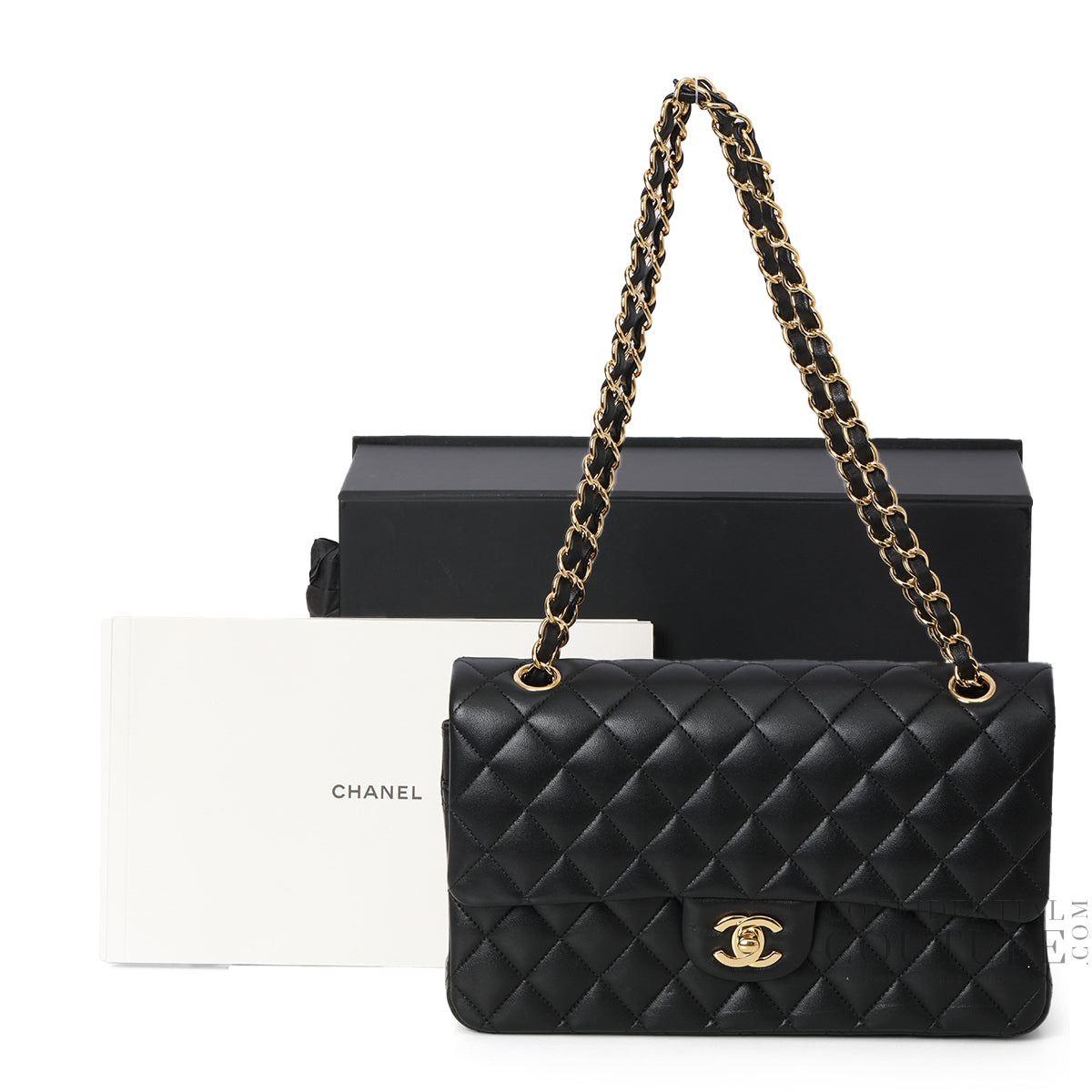 Black Classic Medium Double Flap Bag