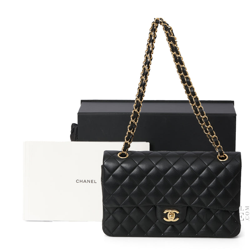 Black Classic Medium Double Flap Bag