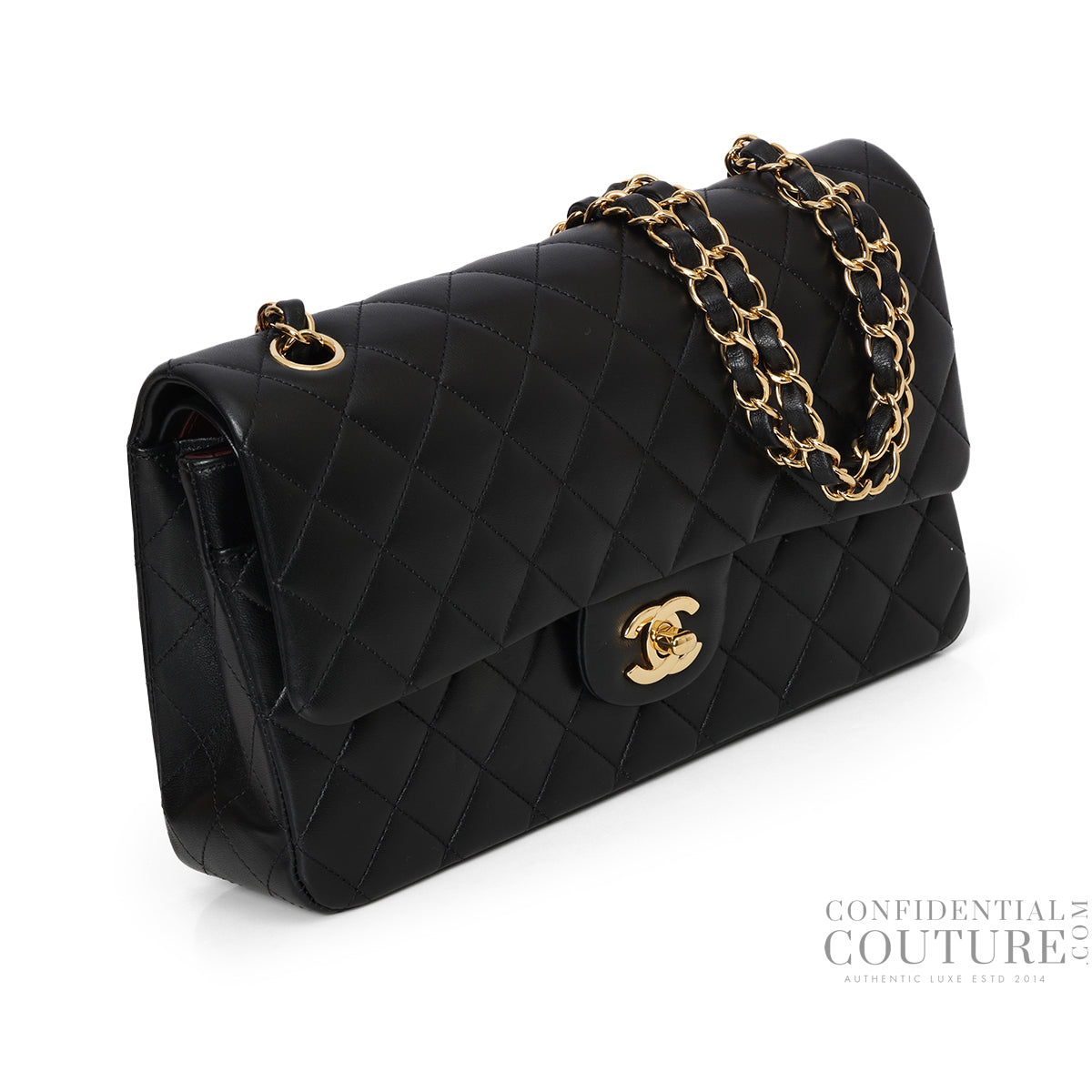 Black Classic Medium Double Flap Bag