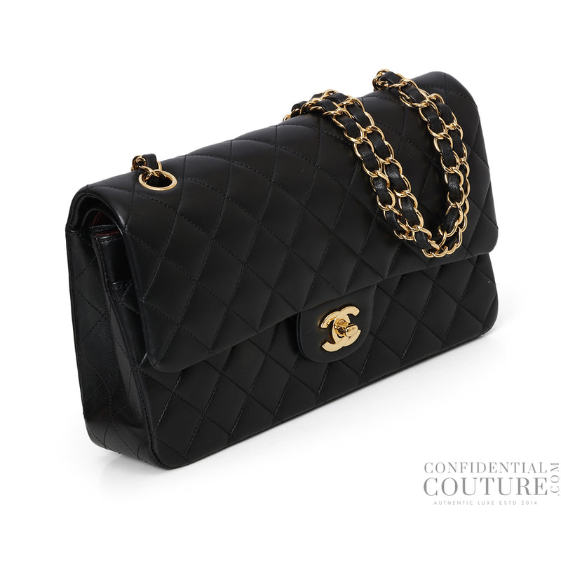 Black Classic Medium Double Flap Bag