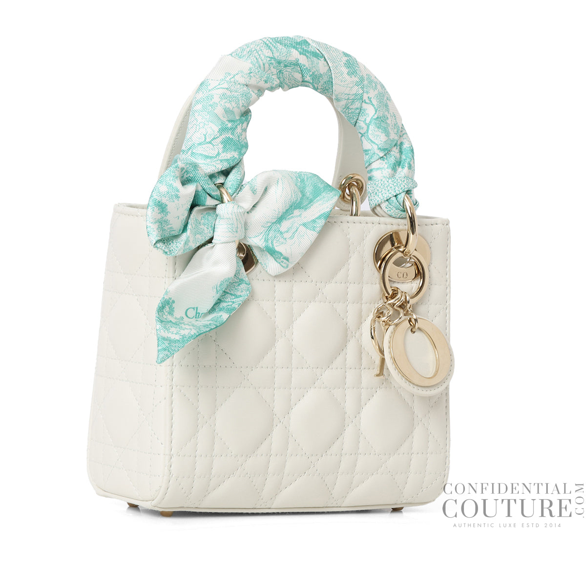 White Mini Lady Dior Bag With Twilly
