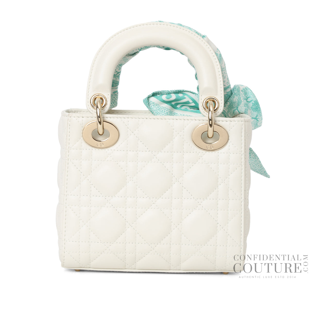 White Mini Lady Dior Bag With Twilly