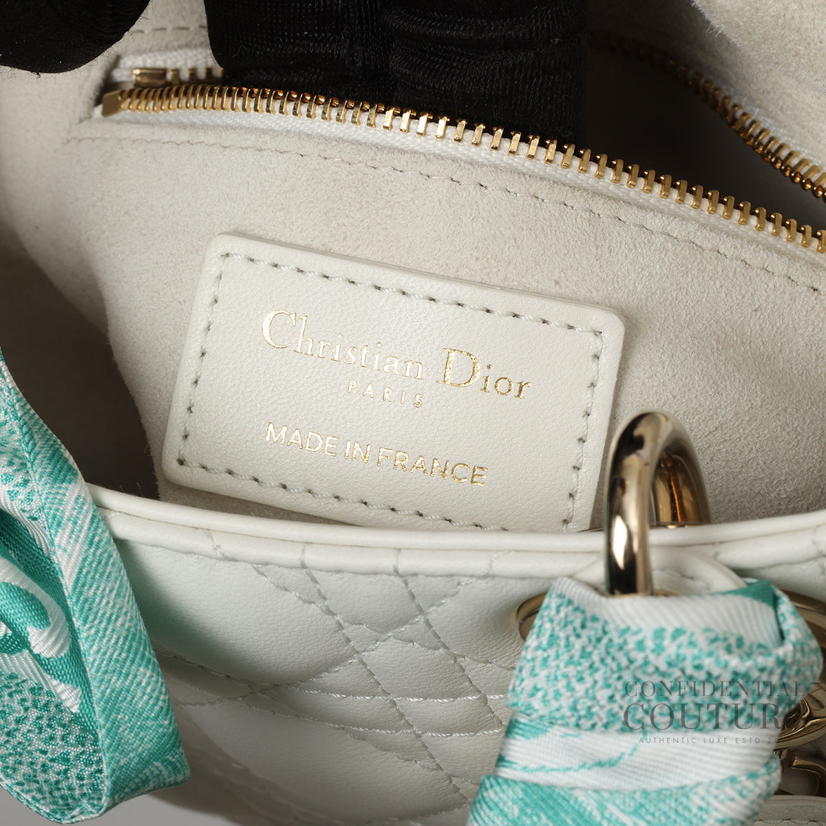 White Mini Lady Dior Bag With Twilly