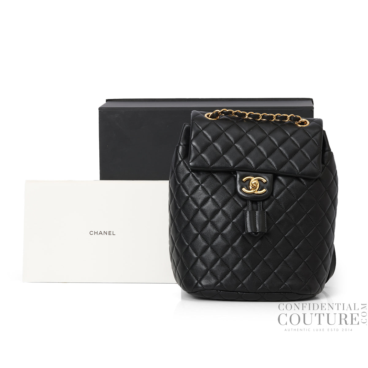 Black Small Quilted Urban Spirit Backpack in Lambskin