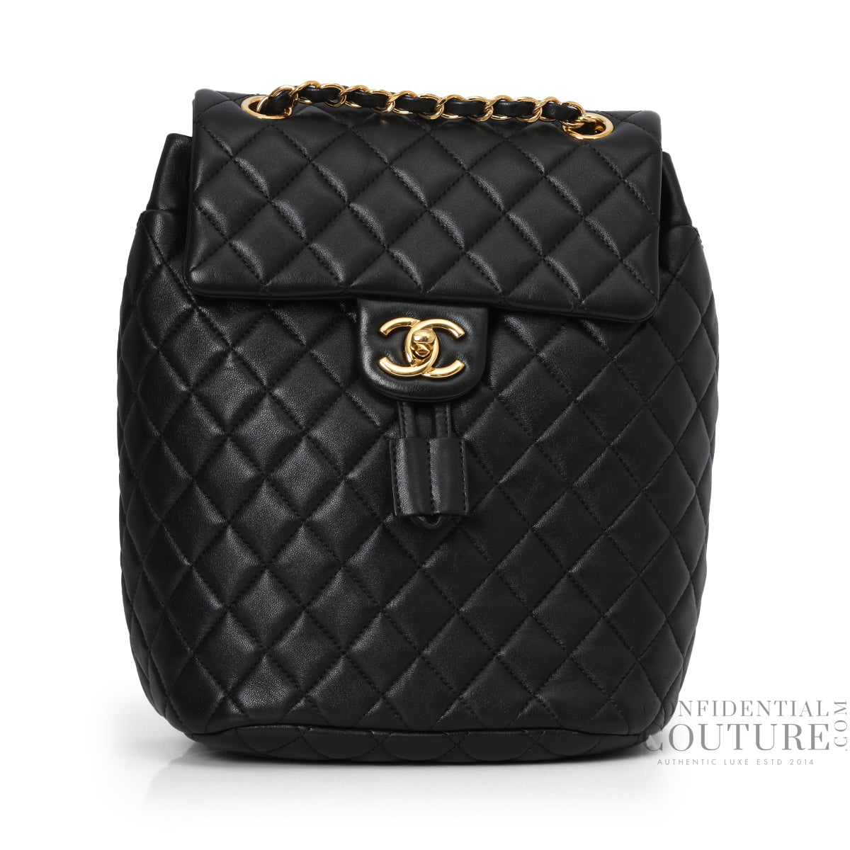 Black Small Quilted Urban Spirit Backpack in Lambskin