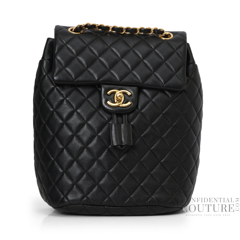 Black Small Quilted Urban Spirit Backpack in Lambskin