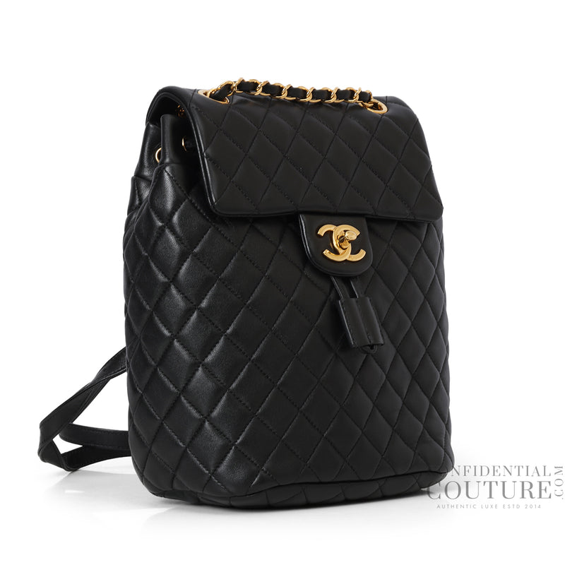 Black Small Quilted Urban Spirit Backpack in Lambskin