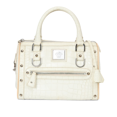 Medusa Croc Embossed Leather Satchel