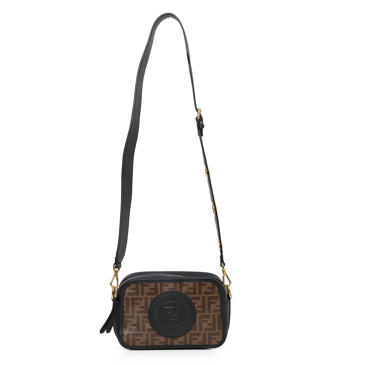Black/Brown Zucca Print Coated Canvas and Leather Camera Case Bag