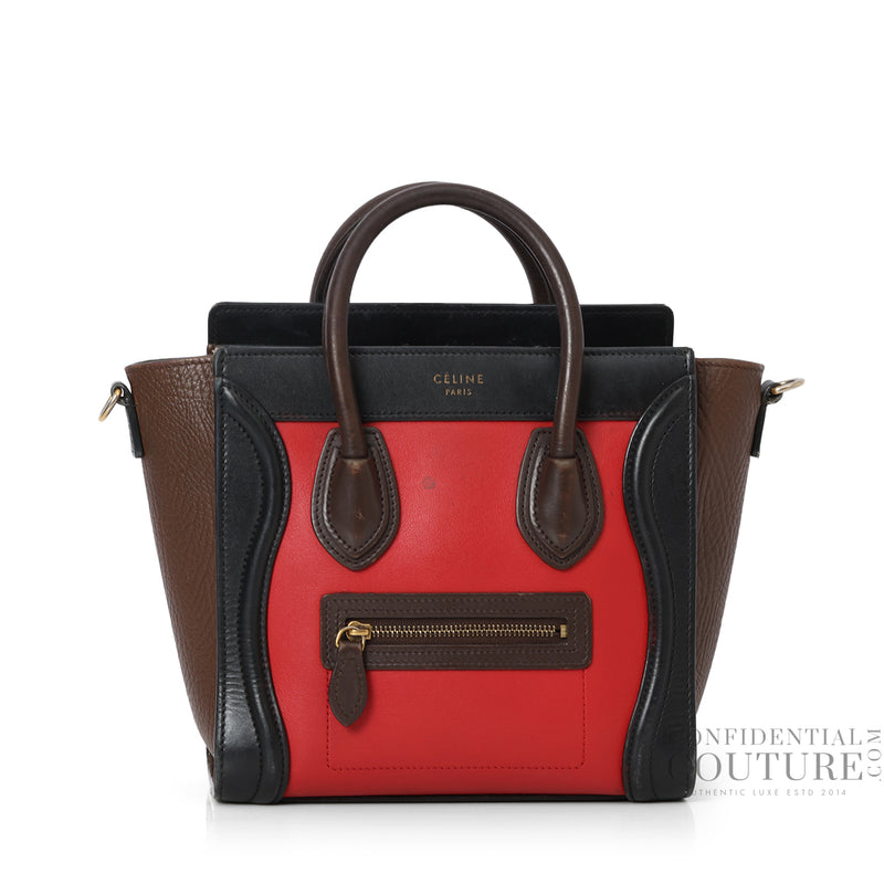 Celine Tri-Colour Nano Leather Luggage Tote