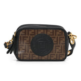 Black/Brown Zucca Print Coated Canvas and Leather Camera Case Bag