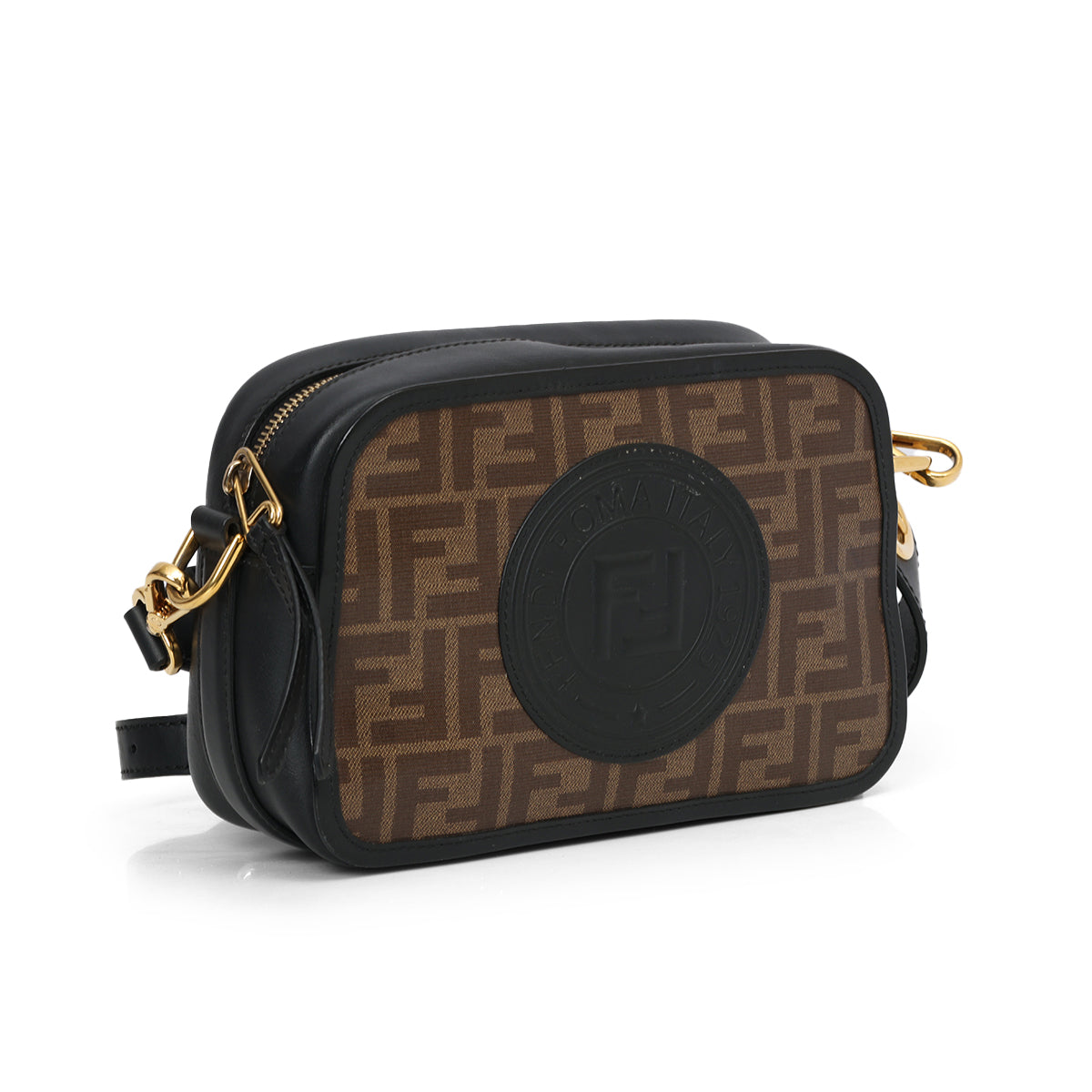 Black/Brown Zucca Print Coated Canvas and Leather Camera Case Bag