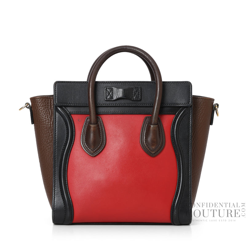 Pre loved Celine Tri-Colour Nano Leather Luggage Tote