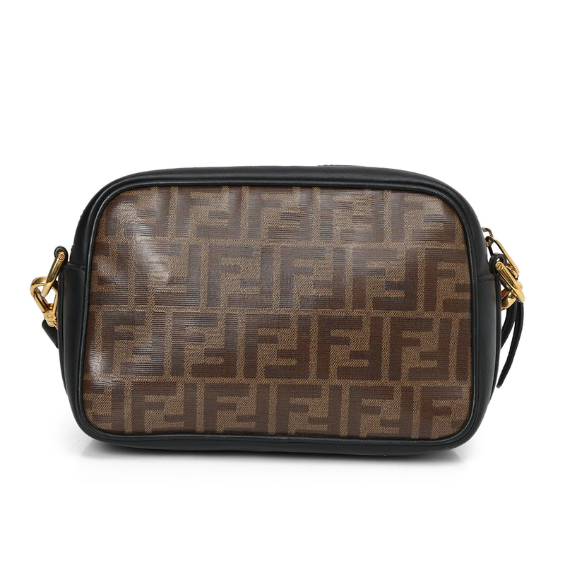 Black/Brown Zucca Print Coated Canvas and Leather Camera Case Bag