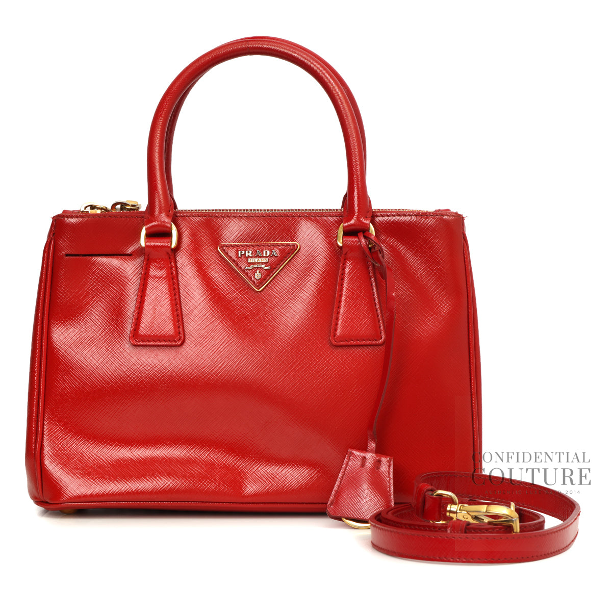 Galleria Small Red Patent Saffiano Leather Bag