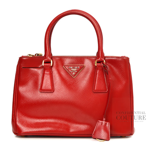 Galleria Small Red Patent Saffiano Leather Bag