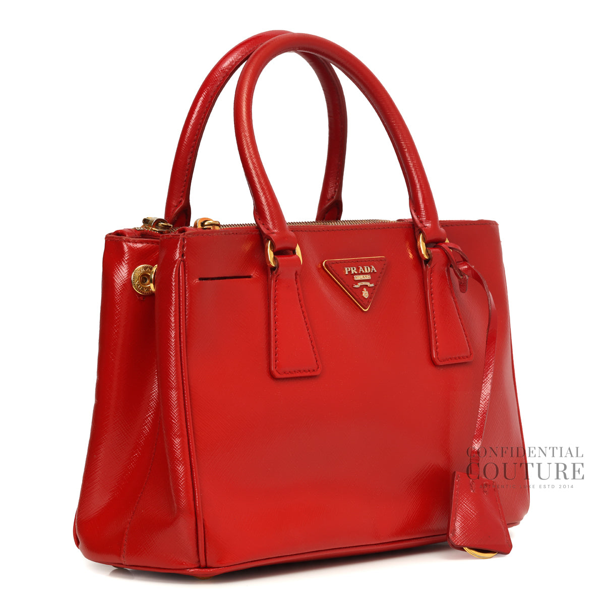 Galleria Small Red Patent Saffiano Leather Bag