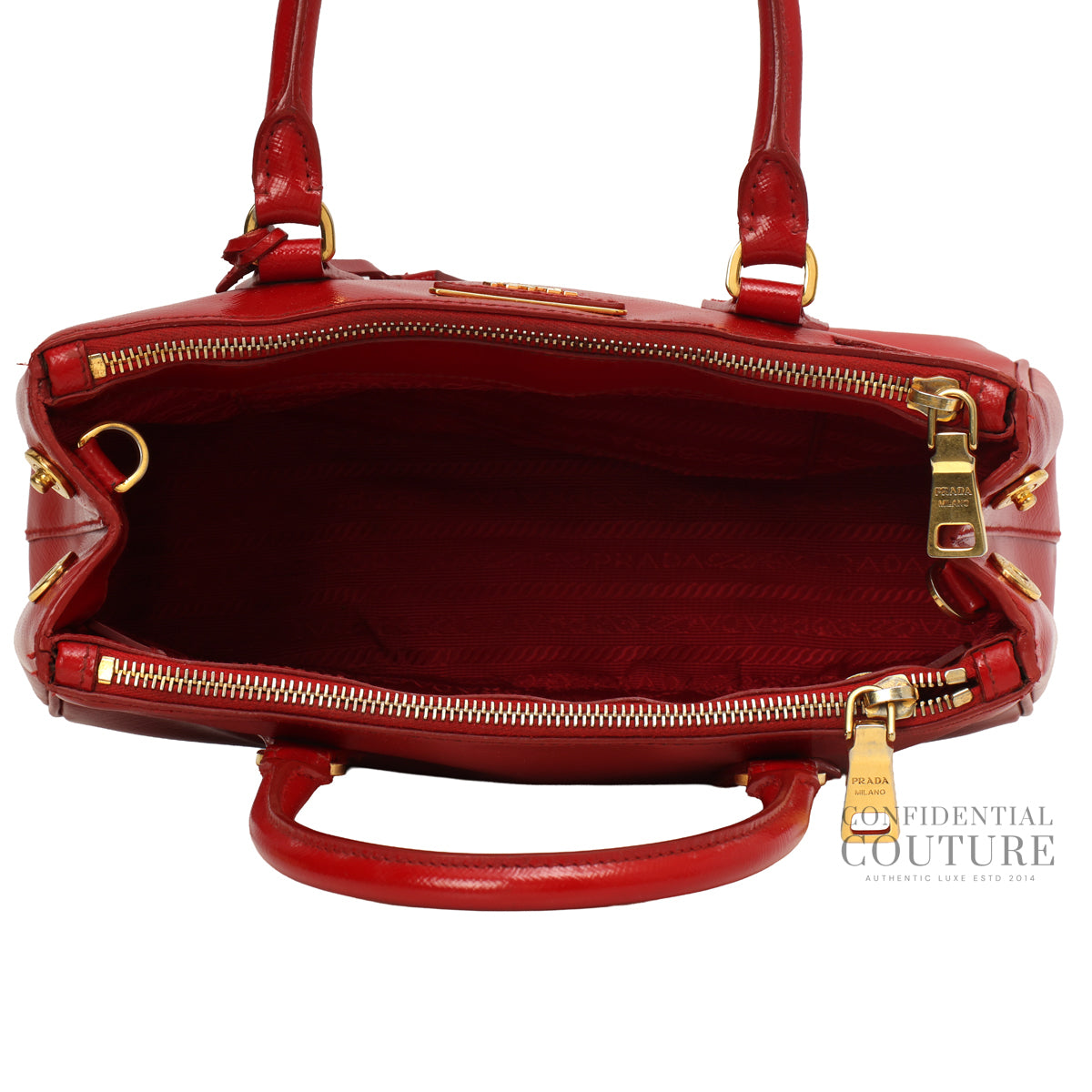 Galleria Small Red Patent Saffiano Leather Bag