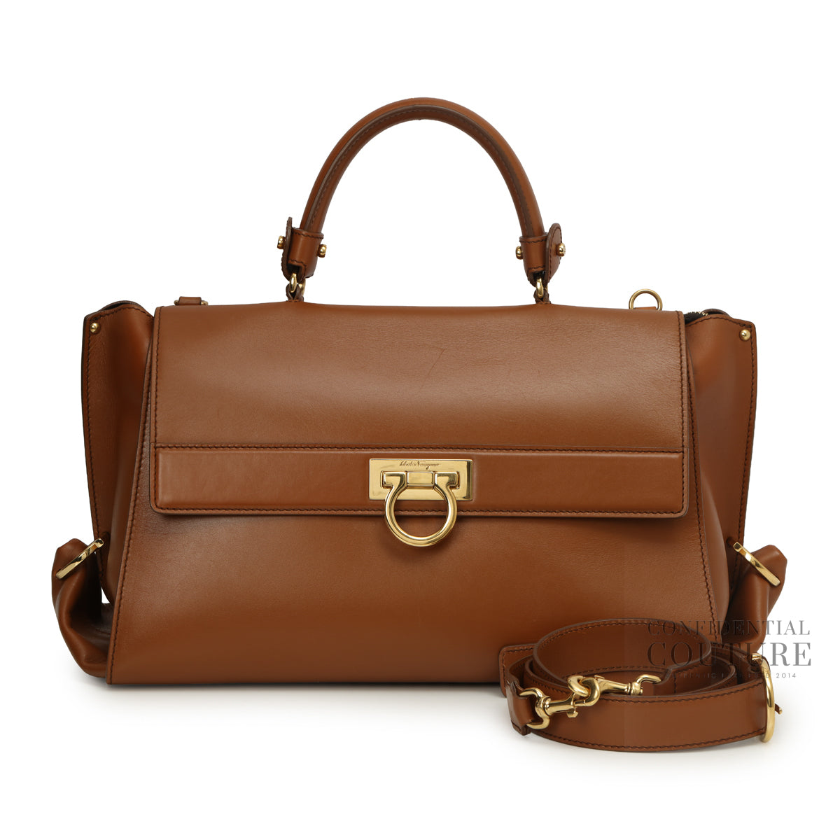 Tan Leather Medium Sofia Top Handle Bag