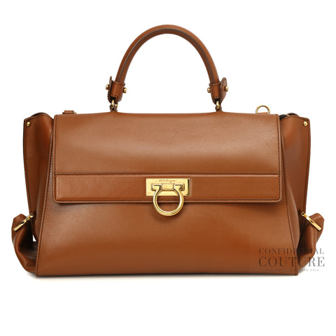 Tan Leather Medium Sofia Top Handle Bag