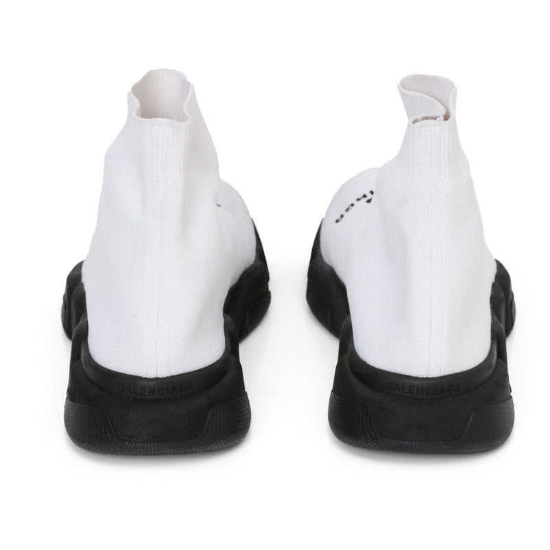 Pre-loved Balenciaga Speed Recycled White/Black Trainers UK 9