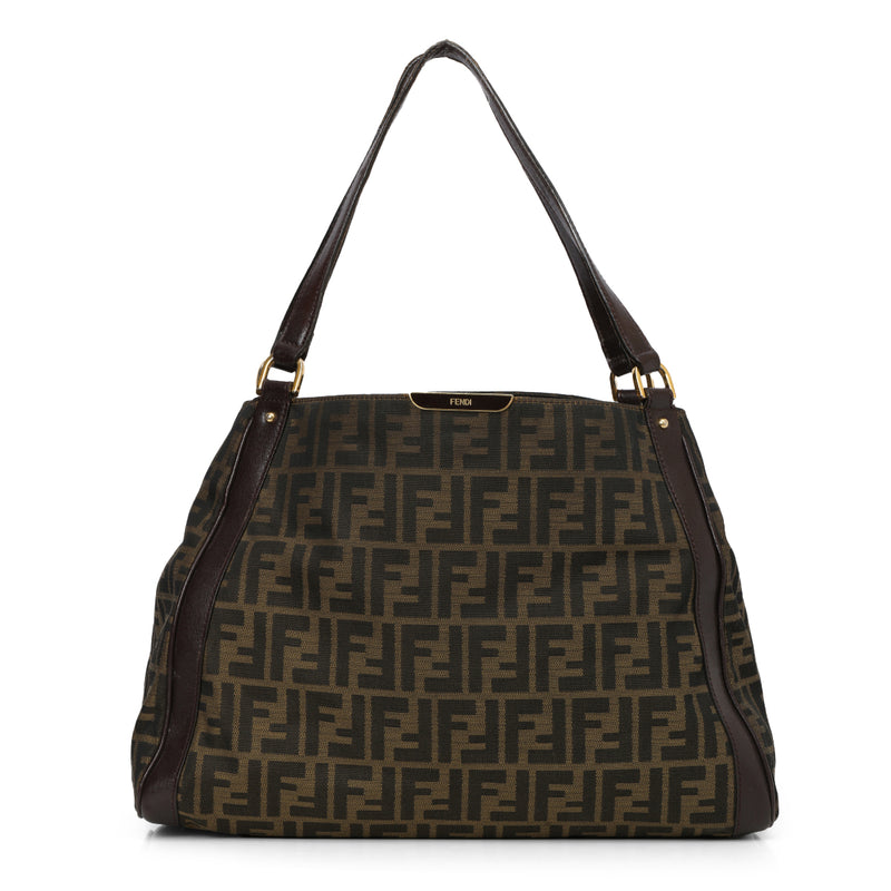 Fendi Tobacco Zucca Brown Canvas Chef Shoppers Tote Bag