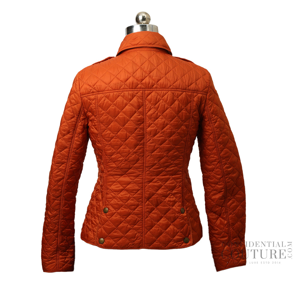 Shop pre-loved Burberry Brit Orange Quilted Jacket 100% authentic