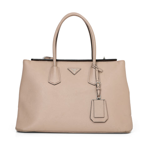 Nude Saffiano Leather Cuir Large Twin Tote