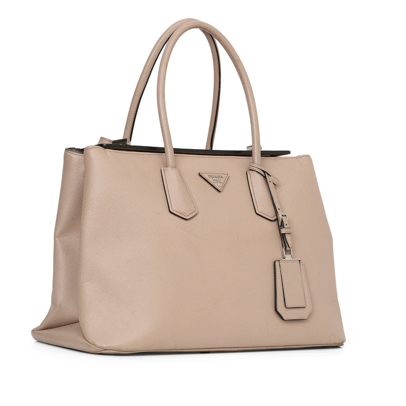 Pre-loved Prada Nude Saffiano Leather Cuir Large Twin Tote