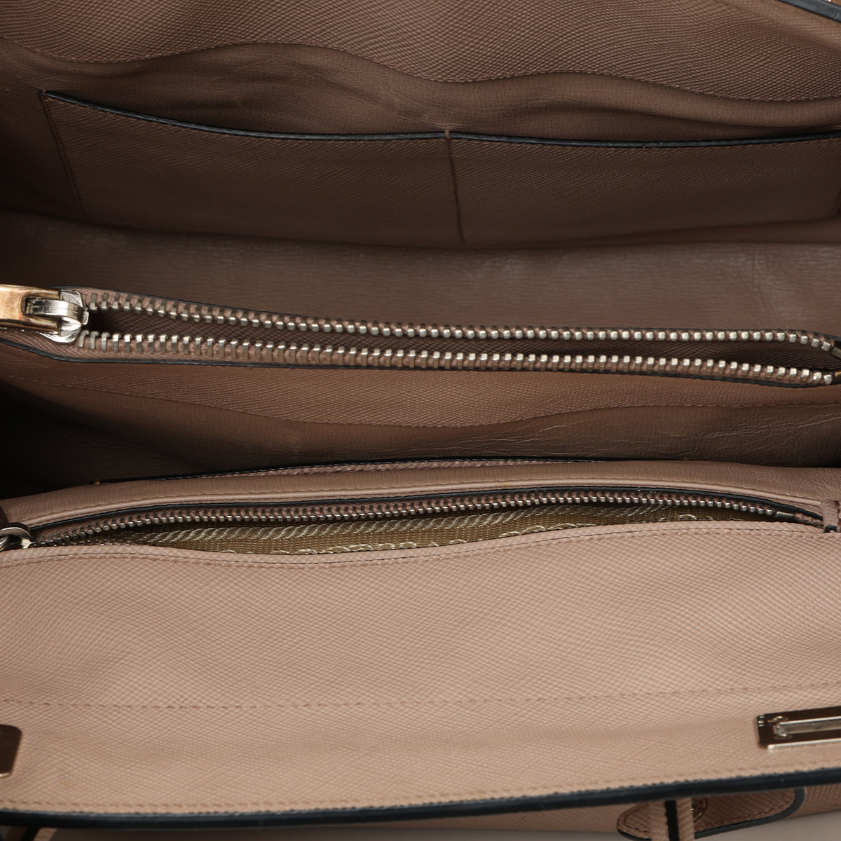 Nude Saffiano Leather Cuir Large Twin Tote
