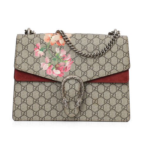 GG Supreme Maroon & Beige Blooms Medium Dionysus Shoulder Bag