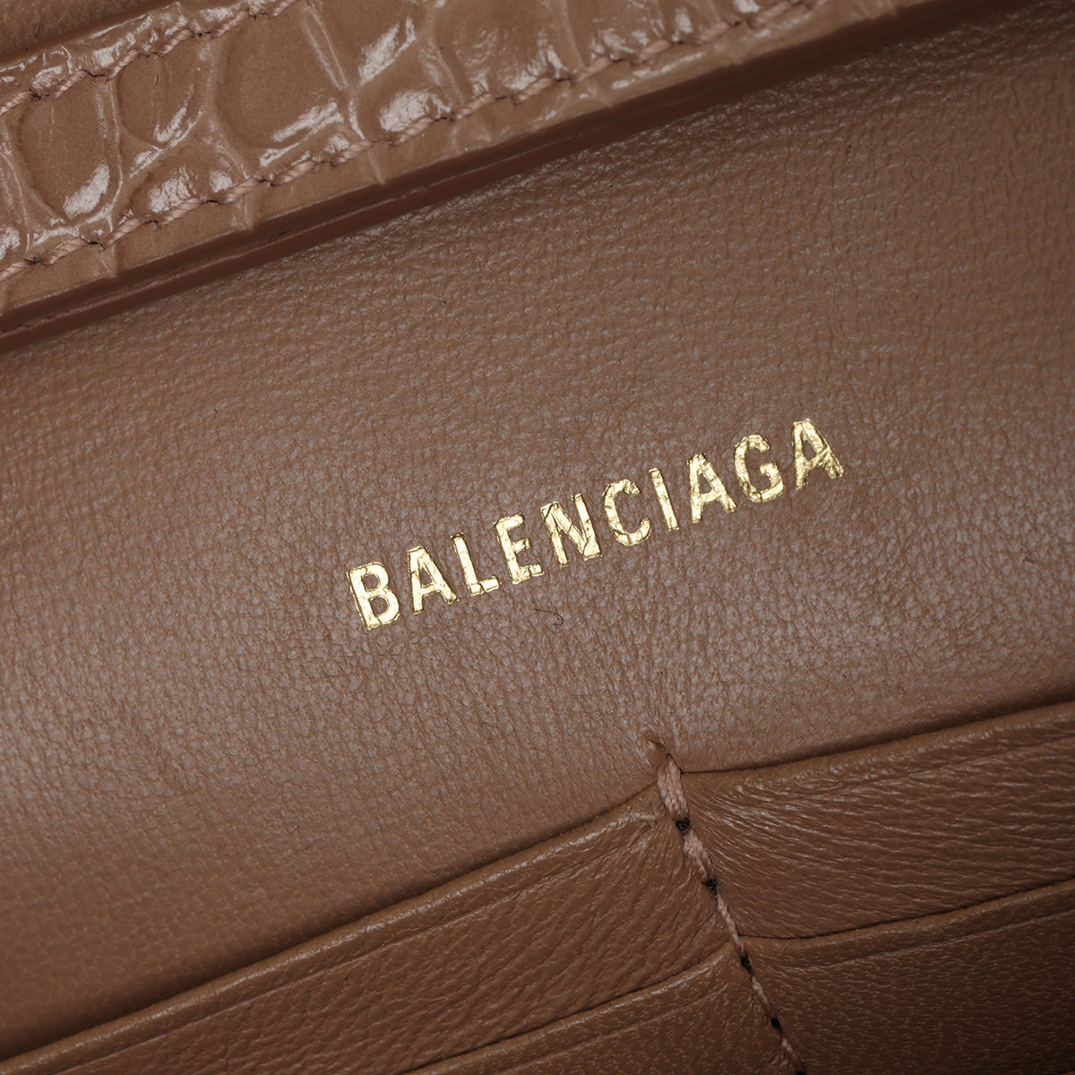 Croc-Embossed Nude Hourglass Wallet On Chain Bag