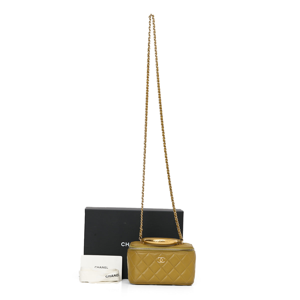 Olive Metal Handle Small Vanity Case