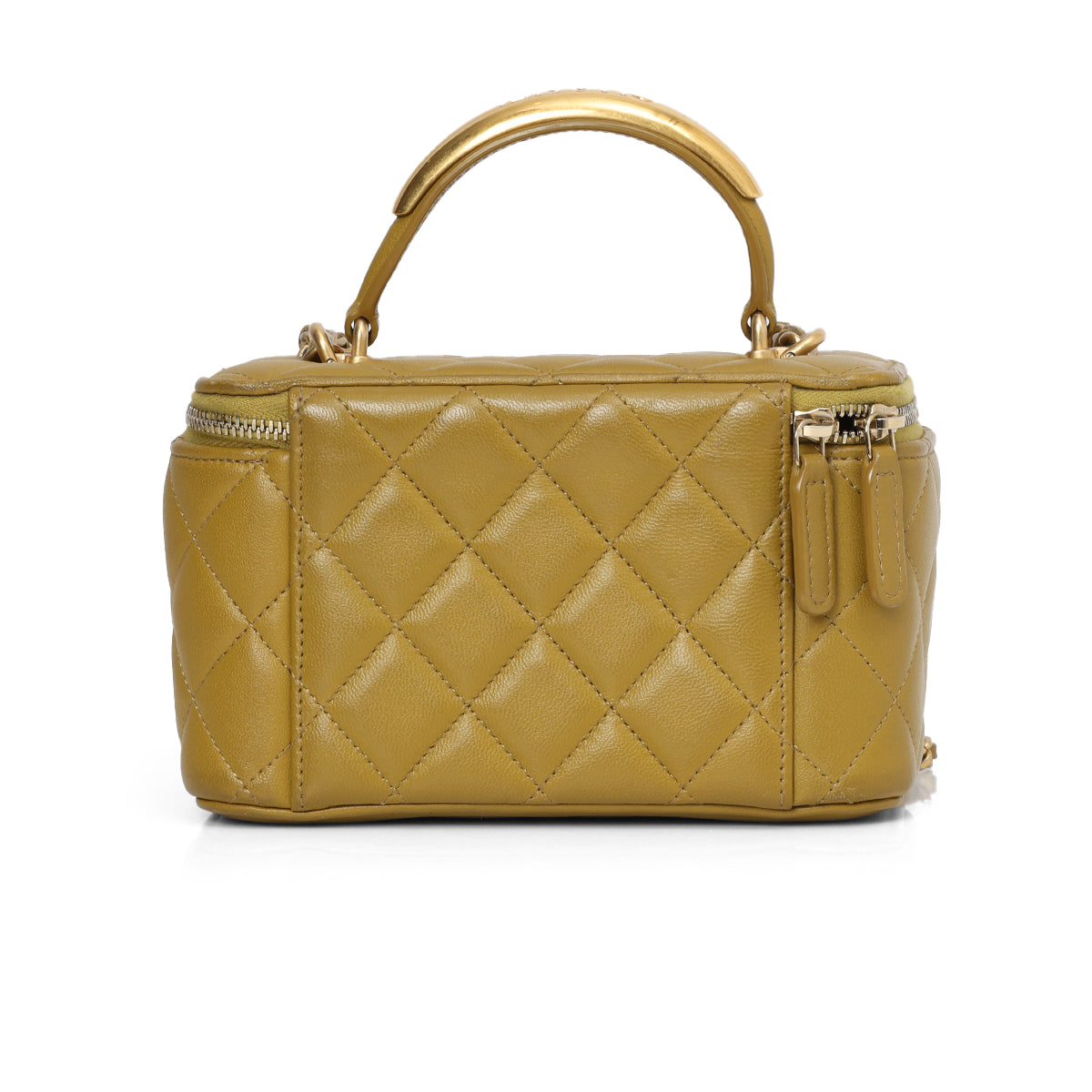 Olive Metal Handle Small Vanity Case